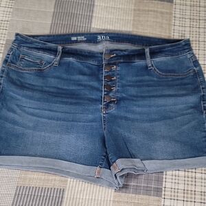 NWOT a.n.a Medium Blue Button Fly Cuffed Denim Shorts